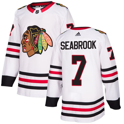 Adidas Men Chicago Blackhawks 7 Brent Seabrook White Road Authentic Stitched NHL Jersey